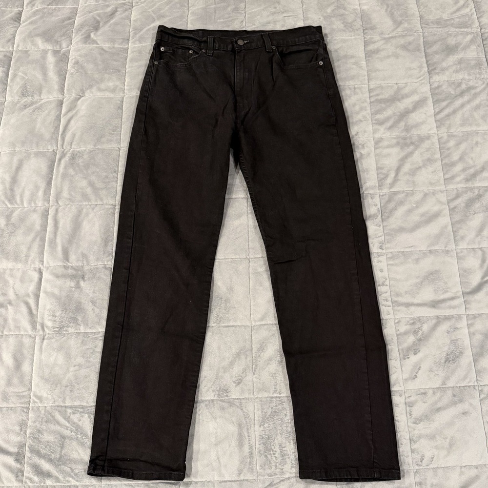 Levis 505 Jeans Mens 36x32 Black Regular Fit Straight Denim Pants Dark Wash